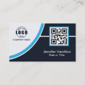 Carte De Visite Professional Blue ajoutez votre logo QR Code (Devant)