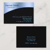 Carte De Visite Professional Blue Metal élégant moderne Noir (Devant / Derrière)