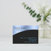 Carte De Visite Professional Blue Metal élégant moderne Noir (Debout devant)