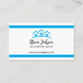 Carte De Visite Professional Blue Real Estate Agent Photo (Devant)