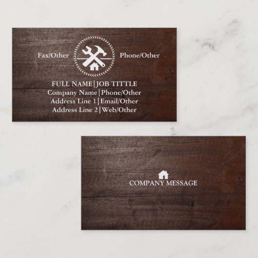 Carte De Visite Professional Builder Carpenter Tools Woodworking  (Devant / Derrière)