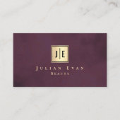 Carte De Visite Professional Burgundy Wine & Gold Luxury Monogram (Devant)