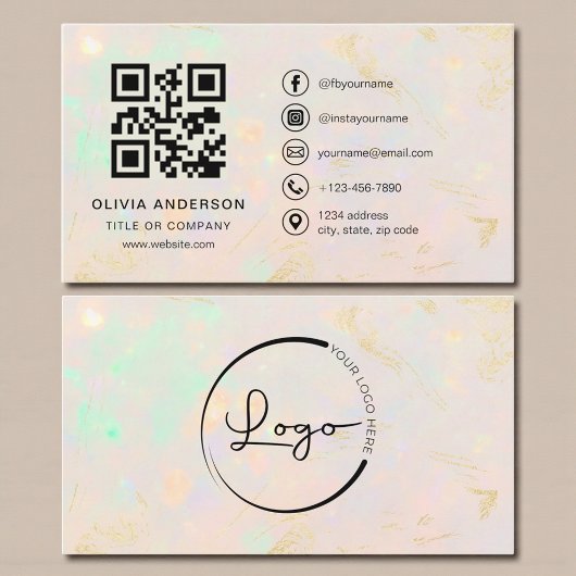 Carte De Visite Professional Business Opal QR Code