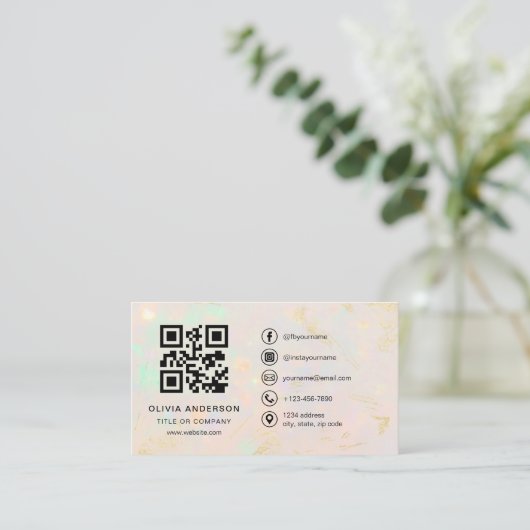 Carte De Visite Professional Business Opal QR Code (Debout devant)