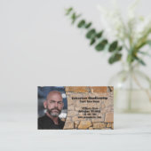 Carte De Visite Professional Business Photo Stone Wall & QR Code (Debout devant)