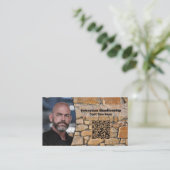 Carte De Visite Professional Business Photo Stone Wall & QR Code (Debout devant)