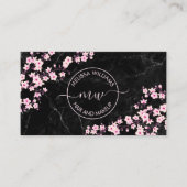 Carte De Visite Professional Cherry Blossoms Black Marble (Devant)