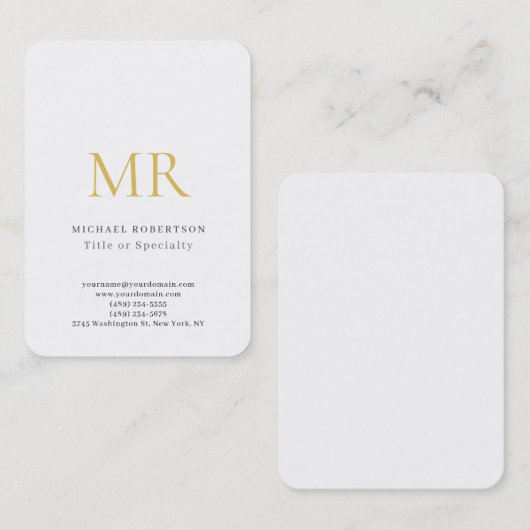 Carte De Visite Professional Classical Monogram Minimalist Plain (Devant / Derrière)