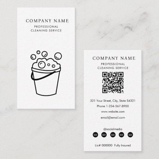 Carte De Visite Professional Cleaning Services Logo Modern White (Devant / Derrière)