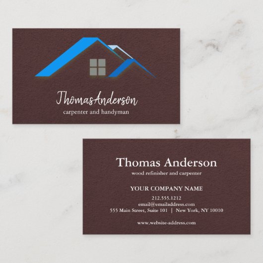 Carte De Visite Professional Custom Black Building Construction (Devant / Derrière)