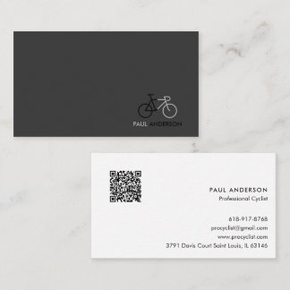 Carte De Visite Professional Cyclist Black & White QR Code