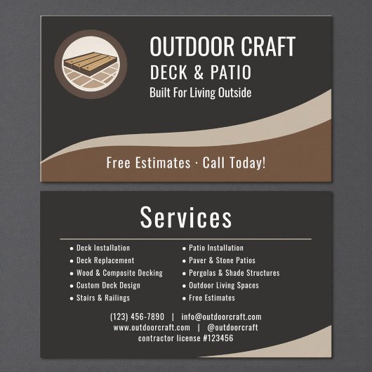 Carte De Visite Professional Deck & Patio Installation Company