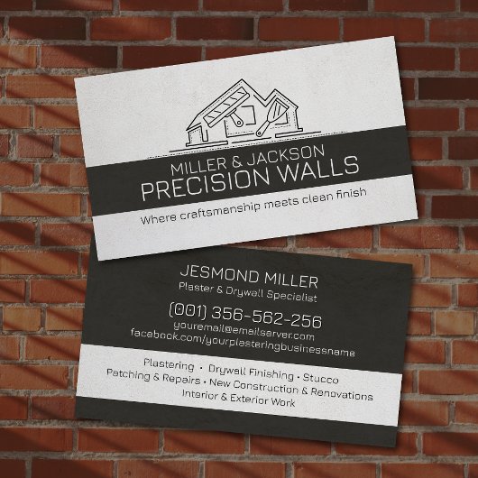 Carte De Visite Professional Drywall Plastering Line Art 