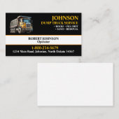 Carte De Visite Professional Dump Truck Service (Devant / Derrière)