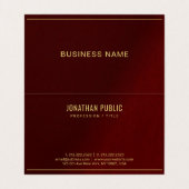 Carte De Visite Professional Elegant Folded Bordeaux And Gold (Intérieur déplié)