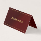 Carte De Visite Professional Elegant Folded Bordeaux And Gold (Devant)
