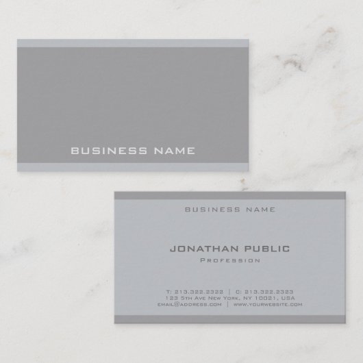 Carte De Visite Professional Elegant Grey Moderne Simple Modèle (Devant / Derrière)