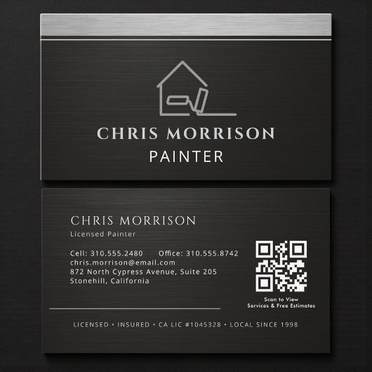 Carte De Visite Professional Elegant Modern Painter QR Code