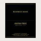Carte De Visite Professional Elegant Template Folded Black & Gold (Intérieur déplié)