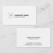 Carte De Visite Professional Elegant White Clean Plain Company (Devant / Derrière)