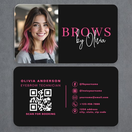 Carte De Visite Professional Eyebrow Artist Photo QR Code