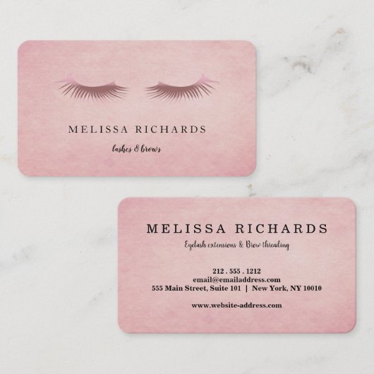 Carte De Visite Professional Eyelashes Makeup Artist Black Busines (Devant / Derrière)