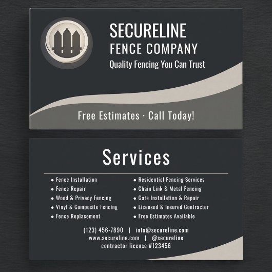 Carte De Visite Professional Fencing Fence Builder Repair Company