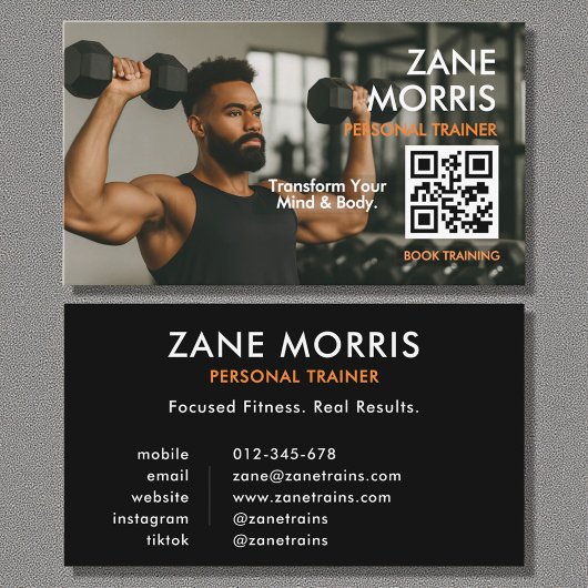 Carte De Visite Professional Fitness Coach Photo QR Code