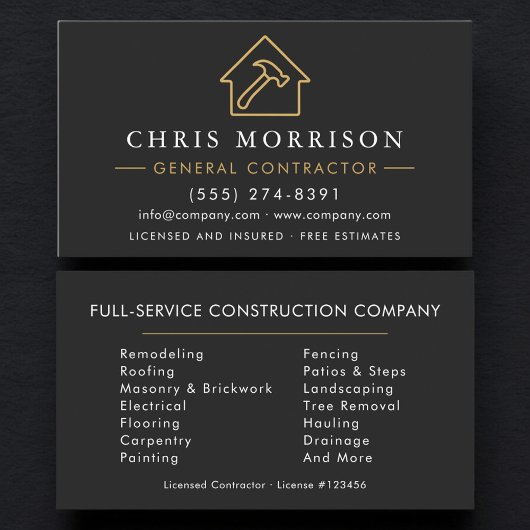 Carte De Visite Professional General Contractor 