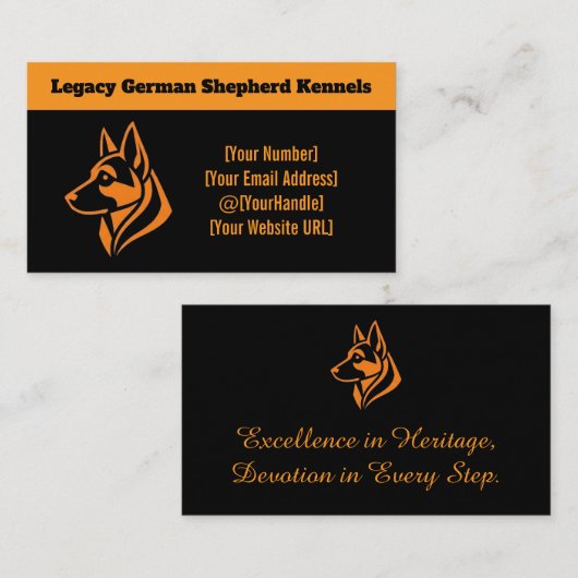 Carte De Visite Professional German Shepherd Kennel Business Card (Devant / Derrière)