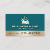 Carte De Visite Professional Gold Lawn Care Logo Teal Landscaping (Devant)