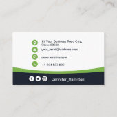 Carte De Visite Professional Green ajoutez votre logo QR Code Phot (Dos)