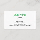 Carte De Visite Professional Green Lawn Maintenance Services (Dos)