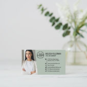 Carte De Visite Professional Green QR Code Photo Logo (Debout devant)
