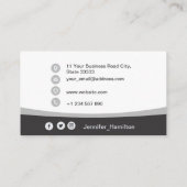 Carte De Visite Professional Grey ajoutez votre logo QR Code Photo (Dos)