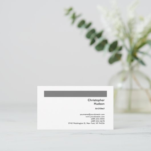 Carte De Visite Professional Grey Blanc Simple Plain Architect (Debout devant)
