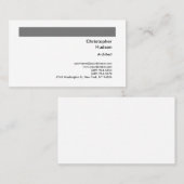 Carte De Visite Professional Grey Blanc Simple Plain Architect (Devant / Derrière)