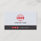 Carte De Visite Professional Grey Red ajoutez votre logo QR Code (Dos)