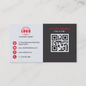 Carte De Visite Professional Grey Red ajoutez votre logo QR Code (Devant)