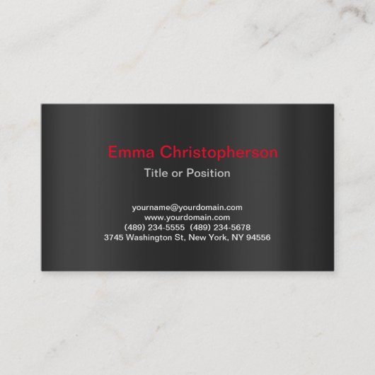 Carte De Visite Professional Grey Simple Plain Moderne Design (Devant)