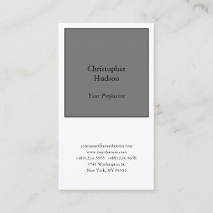 Carte De Visite Professional Grey & White Plain Premium Silk