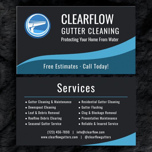 Carte De Visite Professional Gutter Cleaning Service Company