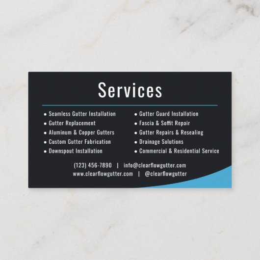 Carte De Visite Professional Gutter Installation Company (Dos)