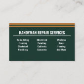 Carte De Visite Professional Handyman Modern Forest Green & Copper (Dos)