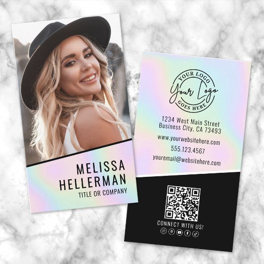Carte De Visite Professional Holographic Photo Logo Vertical