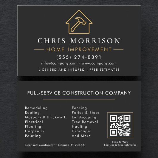 Carte De Visite Professional Home Improvement QR Code