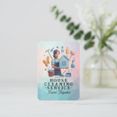 Carte De Visite Professional House Cleaning Service Housekeeping (Debout devant)