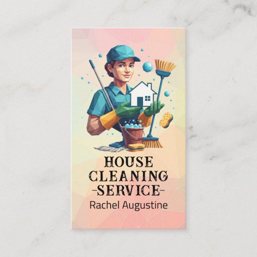 Carte De Visite Professional House Cleaning Service Housekeeping (Devant)