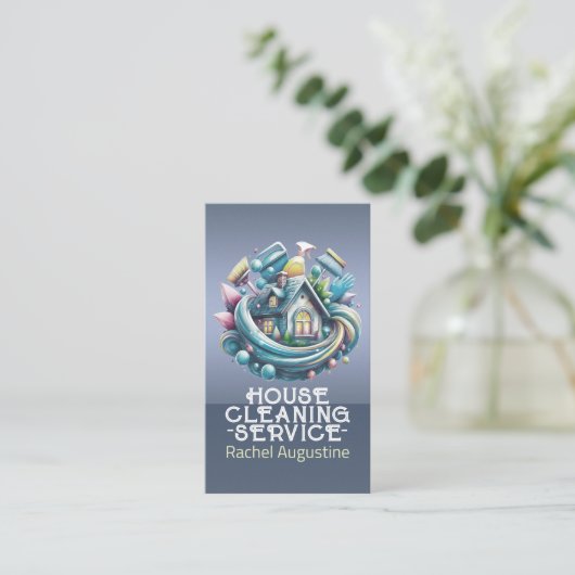 Carte De Visite Professional House Cleaning Service Housekeeping (Debout devant)