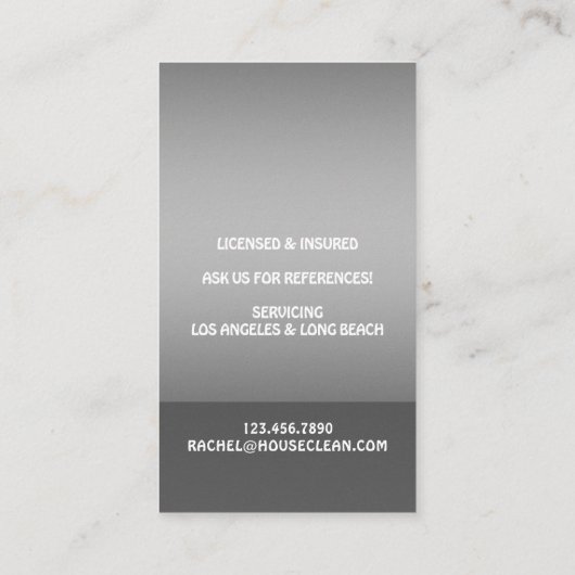 Carte De Visite Professional House Cleaning Service Housekeeping (Dos)